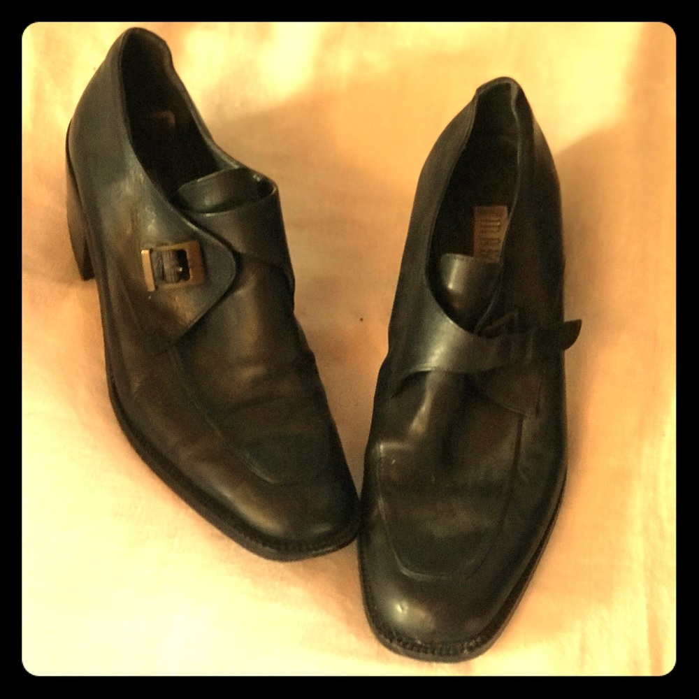Black Leather Buckle Shoes